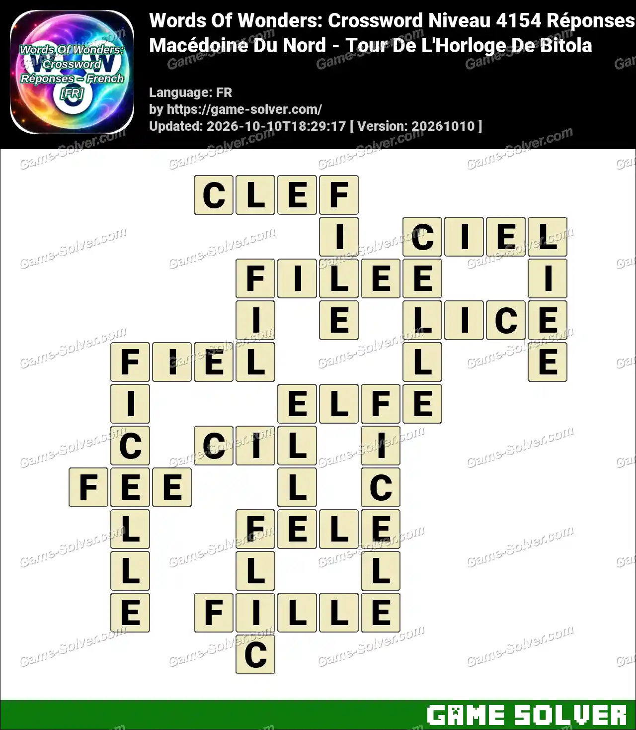 Words Of Wonders: Crossword Niveau 4154 Réponses – Macédoine Du Nord – Tour De L’Horloge De Bitola